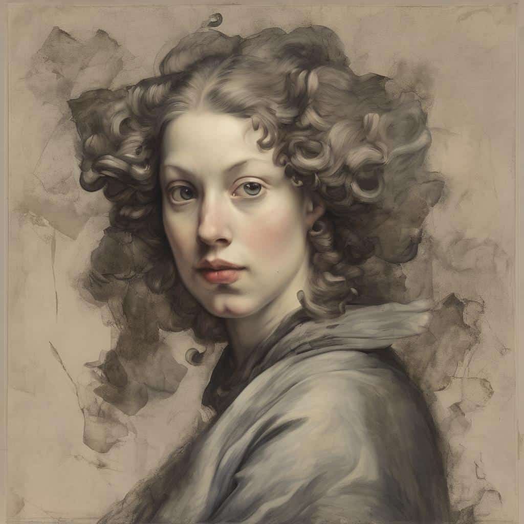 Ομορφη γυναικεία πορτραίτο με στυλ ζωγραφικής, εκφραστική και καλλιτεχνική απεικόνιση.